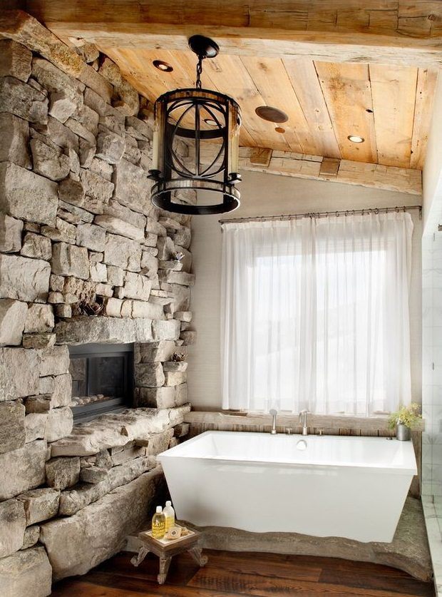 Casa de banho rústica de pedra :: Fotos e imagens