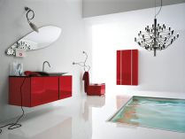 Casa de banho vermelha e branca